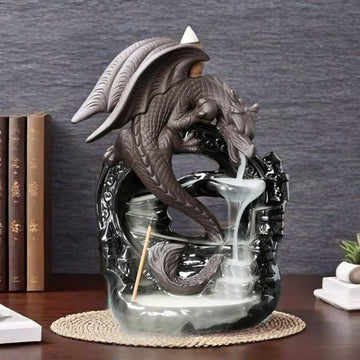 Black Glaze Shadow Dragon Backflow Incense Burner