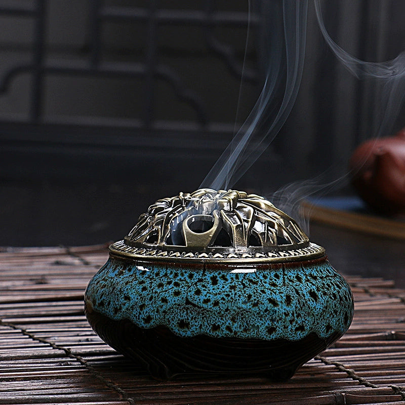 Artisan Glazed Ceramic Incense Burner